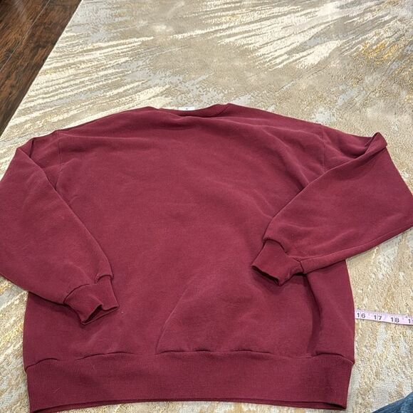 VTG Jerzees sweatshirt Heritage Lace Placemat Folk Art Primitive Houses on front - Picture 10 of 10